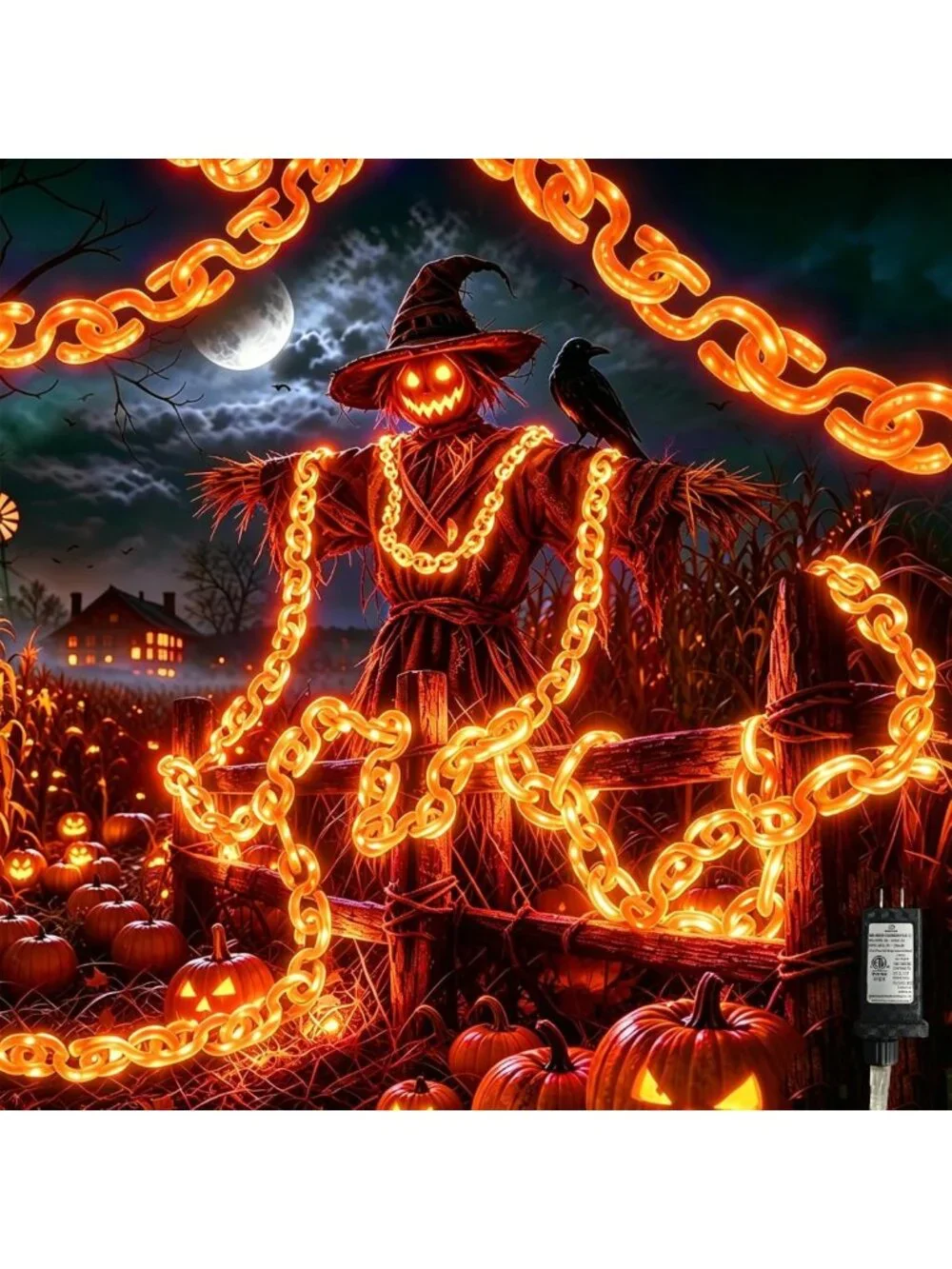 2 Pack 16.4 ft Orange Halloween Chain Lights - Festive Outdoor Decor